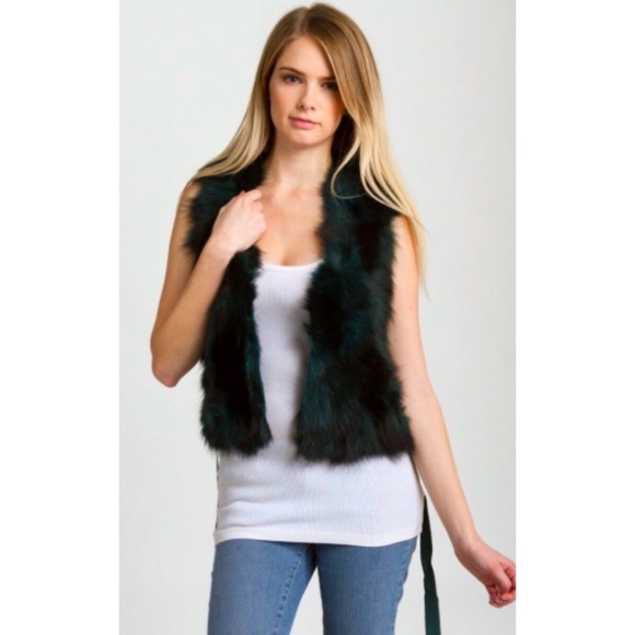 C. Luce Real Fur Turquoise Vest Size Small - Picture 2 of 4